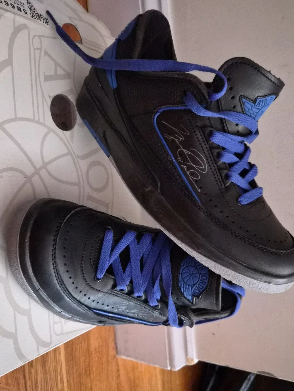 Off-White x Air Jordan 2 Retro Low - Black/Blue - Size 6.5Y - Mint Condition